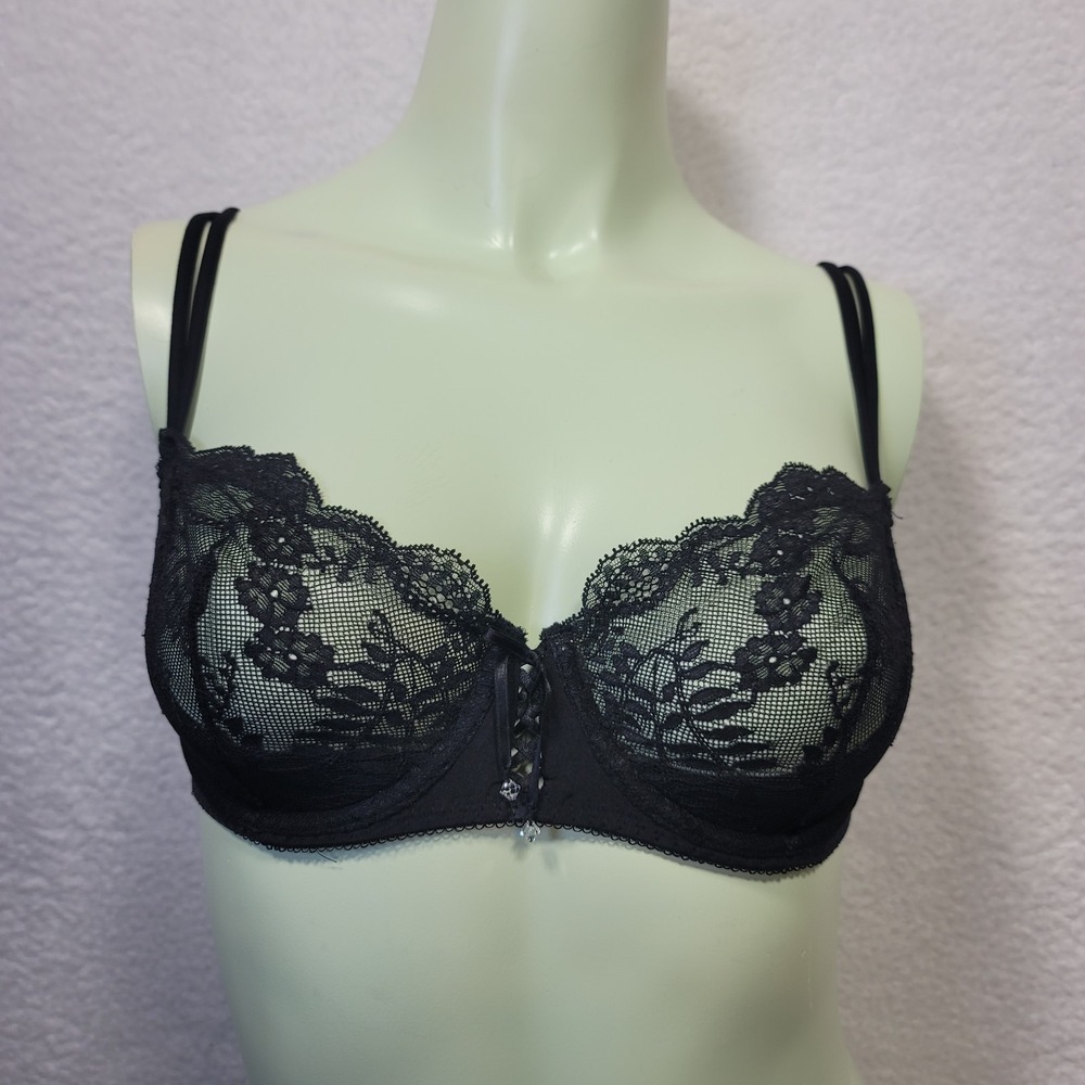 Victoria's Secret Black Lace Demi Bra Underwire Adjustable Strap